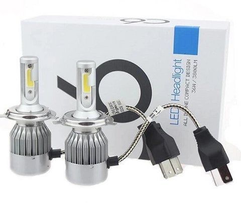Комплект LED ламп COB C6 H4 головного світла з вентилятором ближнє і дальнє світло 12v 6000K 30W 222670 фото
