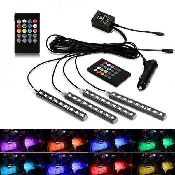 Світлодіодне підсвічування салону авто rgb led - підсвічування в авто від прикурювача, вологозахисне з пультом 222671 фото