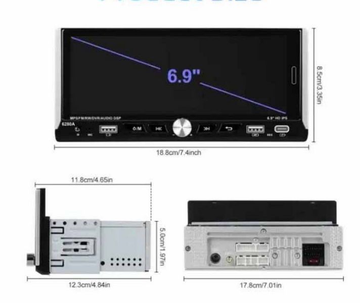 Автомагнитола Pioneer 6280-W с сенсорным экраном 6.9 1DIN Windows магнитола с Carplay 222603 фото