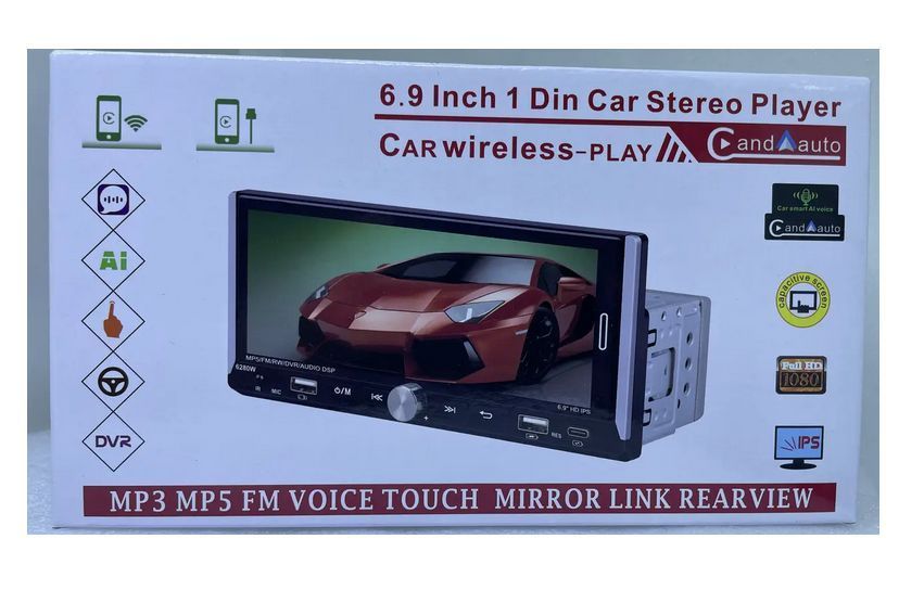 Автомагнитола Pioneer 6280-W с сенсорным экраном 6.9 1DIN Windows магнитола с Carplay 222603 фото