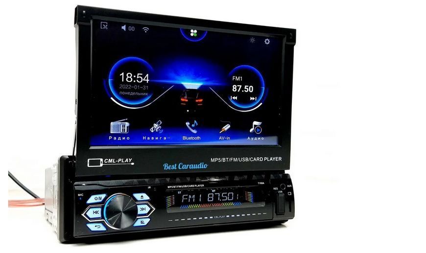 Магнітола 9601 CM 1 Din з Bluetooth з виїзним екраном 222605 фото